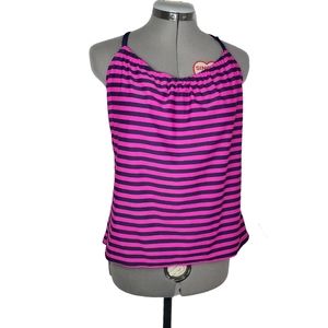 Round neck halter tankini keyhole back